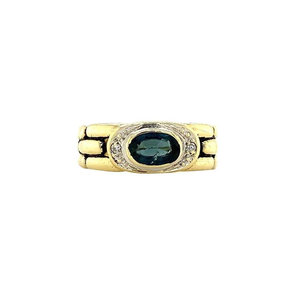Vintage 14K Gold Ring with Sapphire and Diamond
