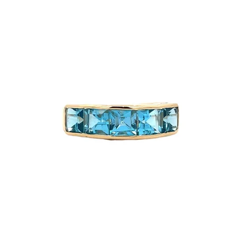 Vintage 18K Gold Row Ring with Topaz