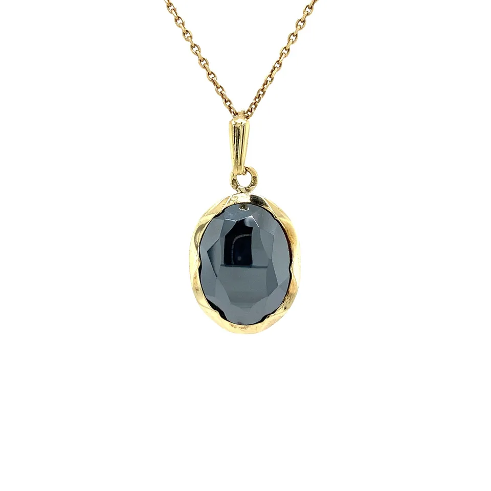Vintage 14K Gold Pendant with Hematite