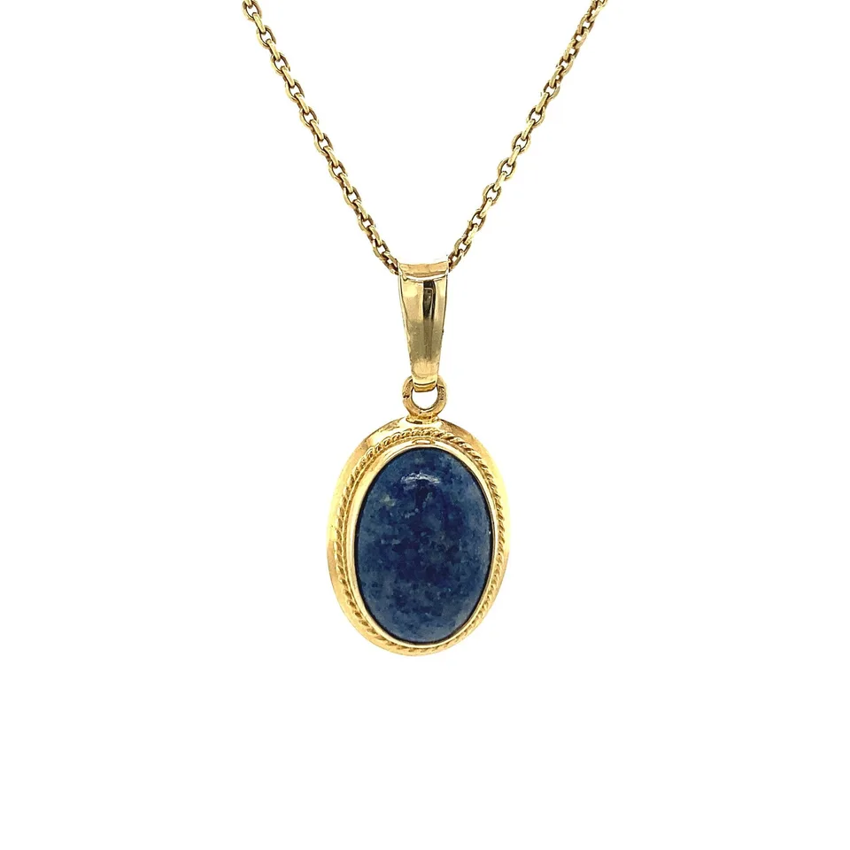 Vintage 14K Gold Pendant with Lapis Lazuli