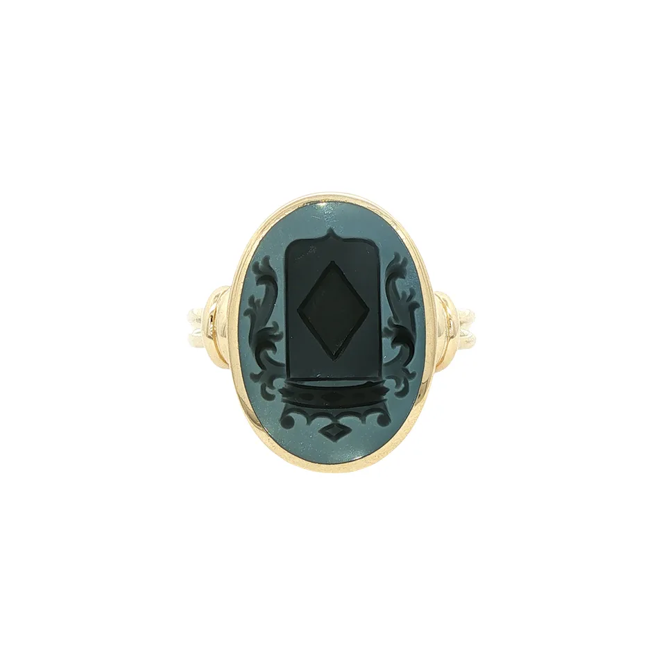 Vintage 14K Gold Ring with Blue Layered Stone