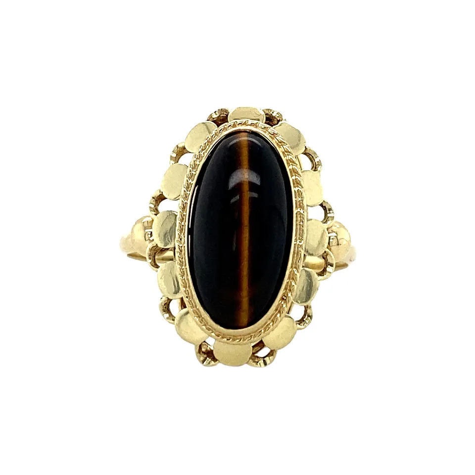 Vintage 14K Gold Ring with Tiger's Eye
