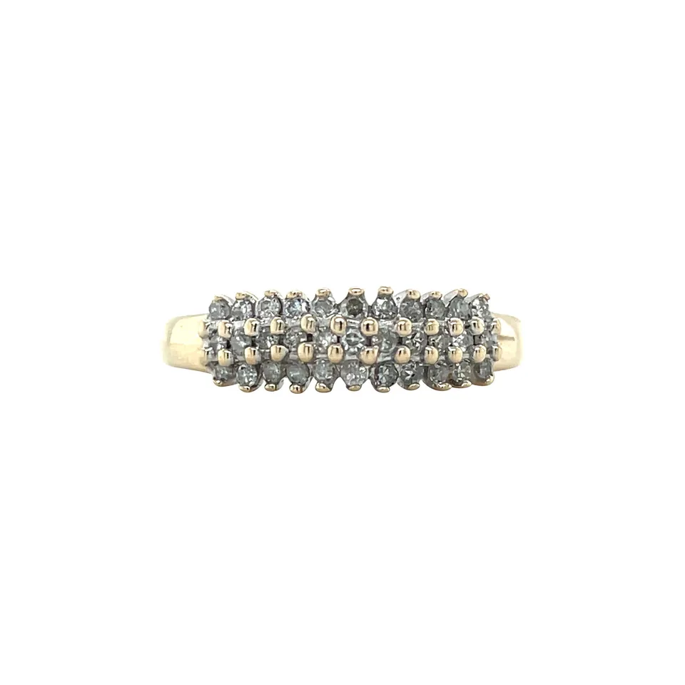 Vintage 9K Gold Half Eternity Ring with Diamond