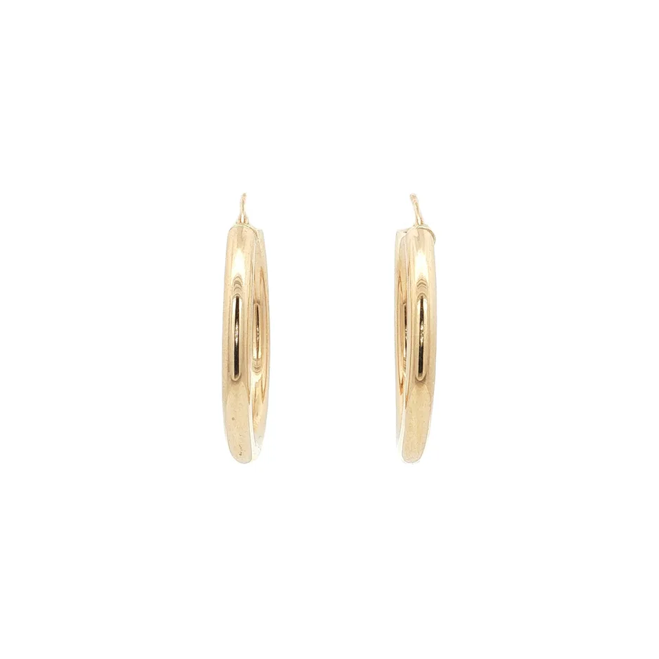 Vintage Smooth 9K Gold Hoop Earrings