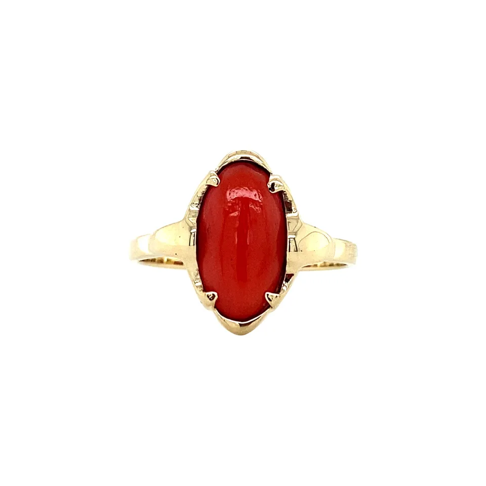 Vintage 14K Gold Ring with Red Coral