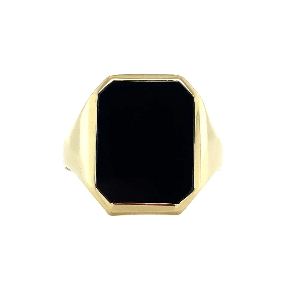 Vintage 14K Gold Signet Ring with Onyx