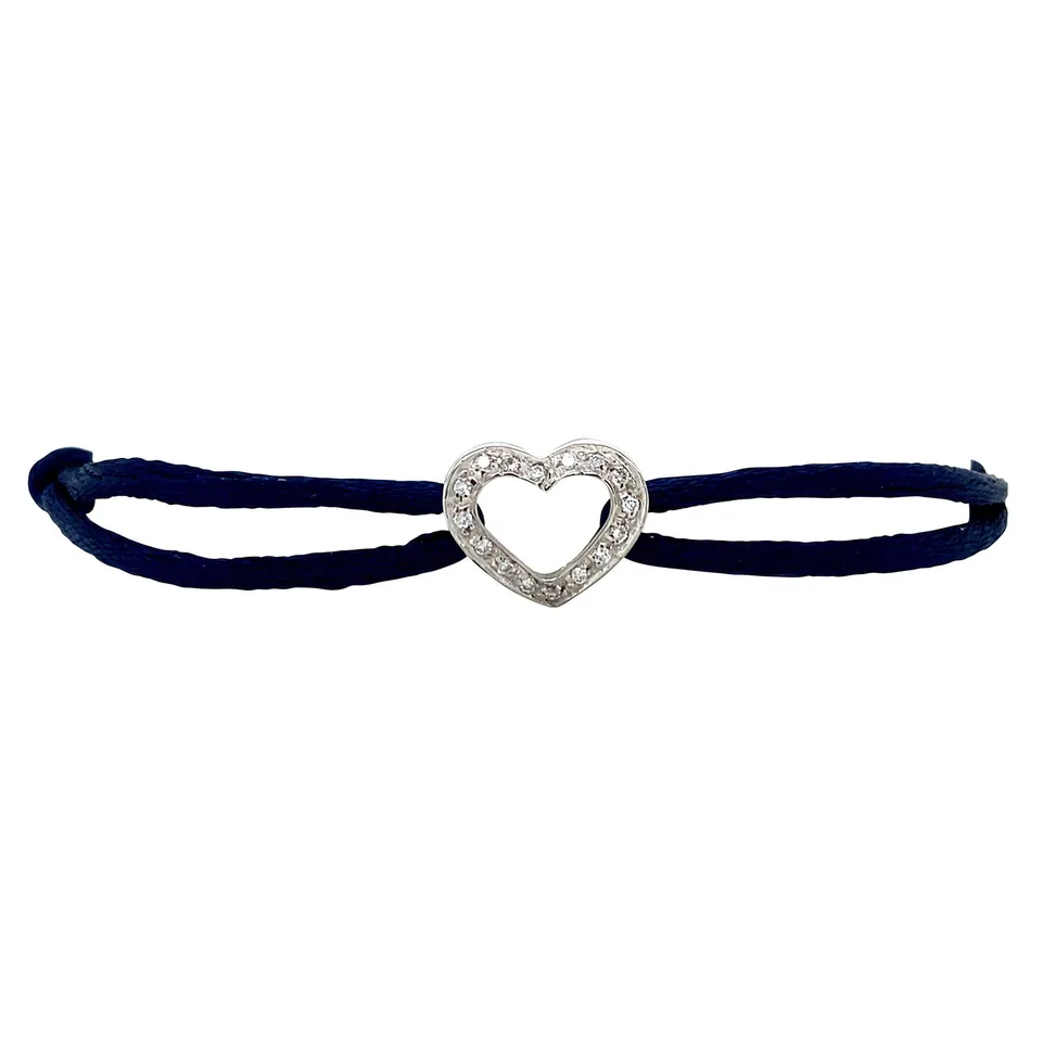 Vintage Satin Bracelet with 18K White Gold Link with Diamond