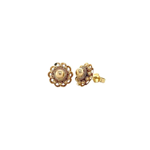 Vintage 14K Gold Zeeland Button Stud Earrings