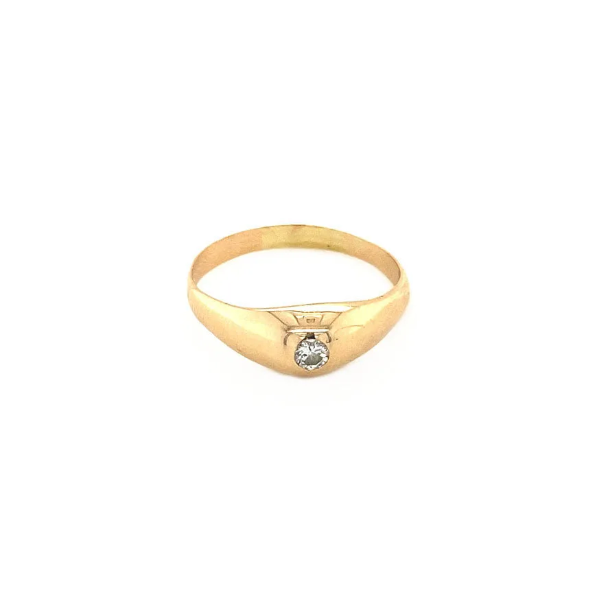 Vintage 14K Rose Gold Pinky Ring with Diamond