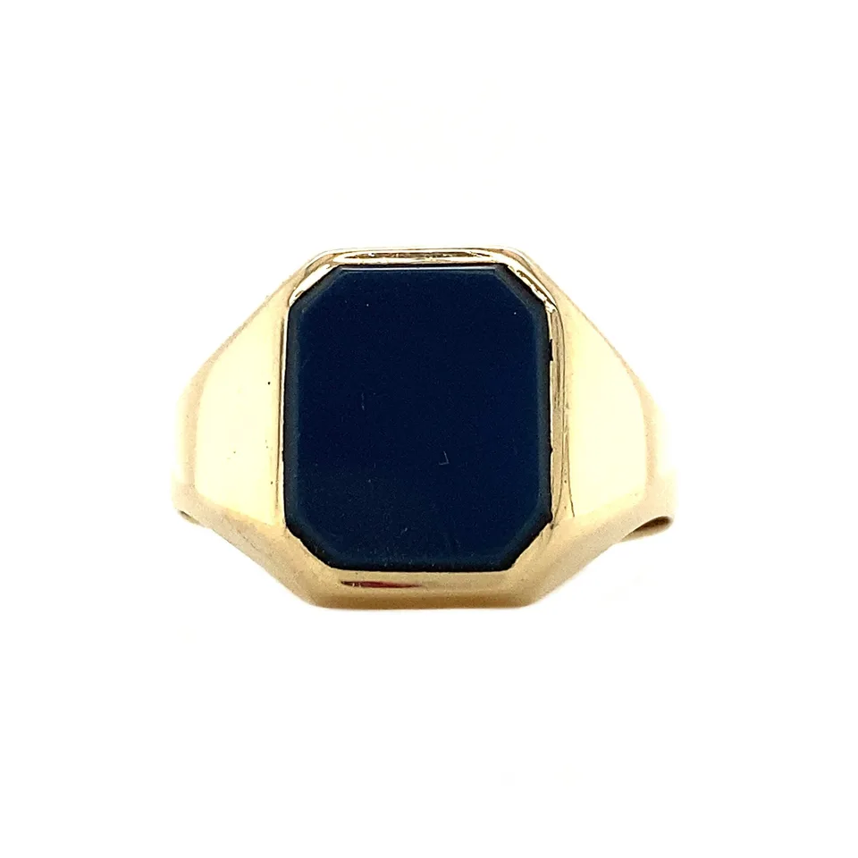 Vintage 14K Gold Signet Ring with Blue Layered Stone