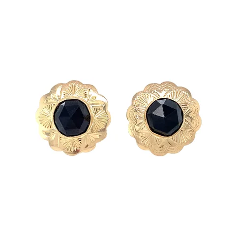Vintage 14K Gold Clip Earrings with Garnet