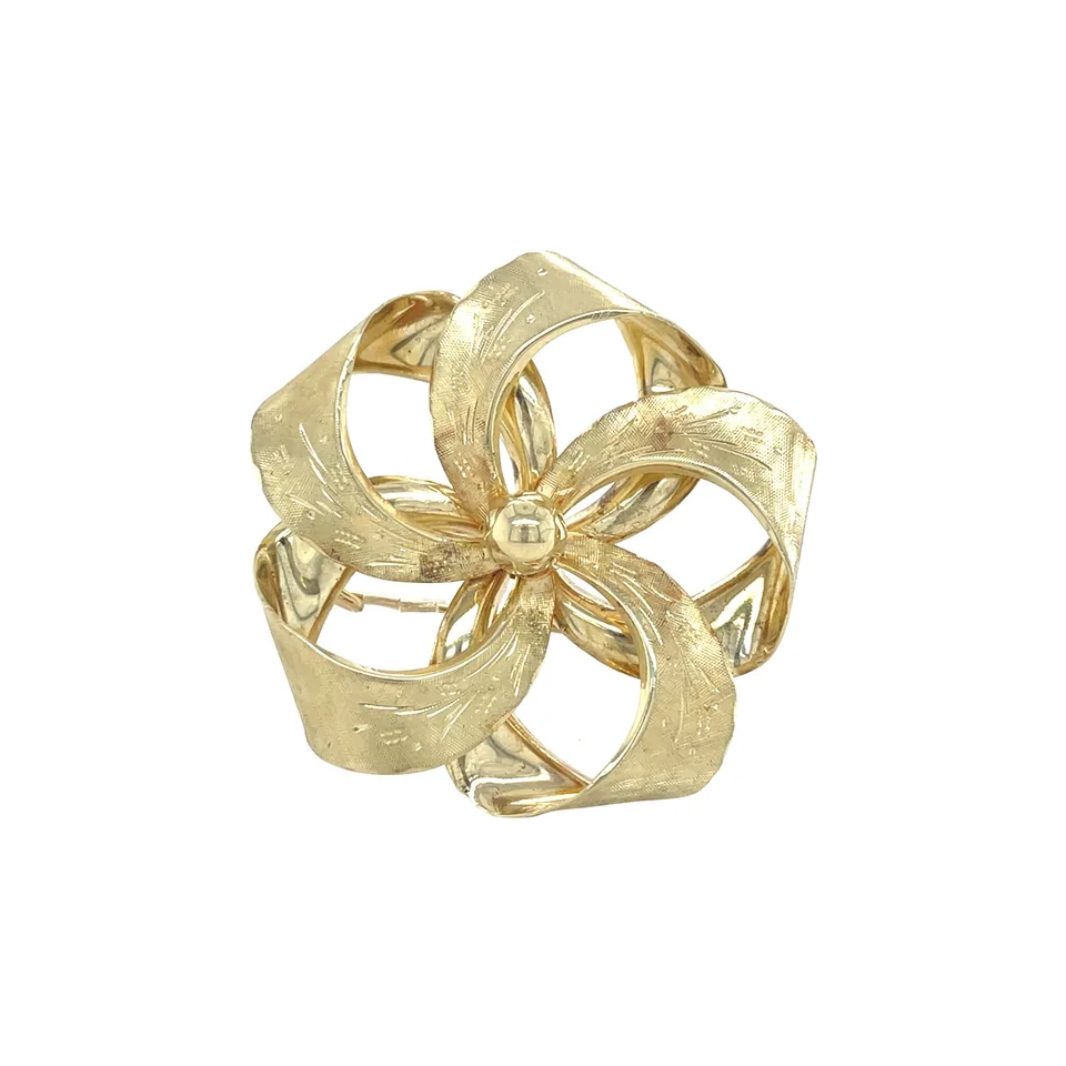Vintage 14K Gold Flower Brooch
