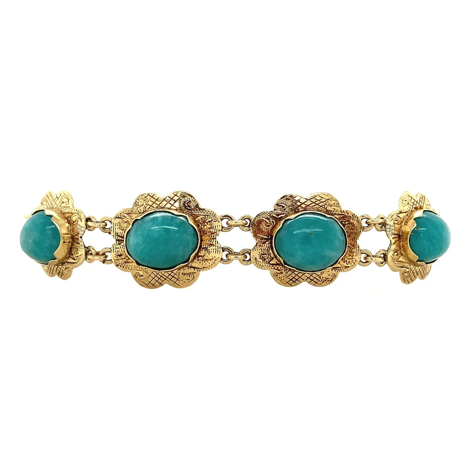 Vintage 14K Gold Bracelet with Amazonite 17.5 cm