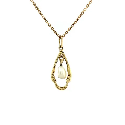 Vintage 8K Gold Pendant with Pearl