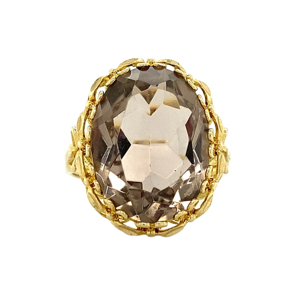 Vintage 14K Gold Ring with Smoky Topaz
