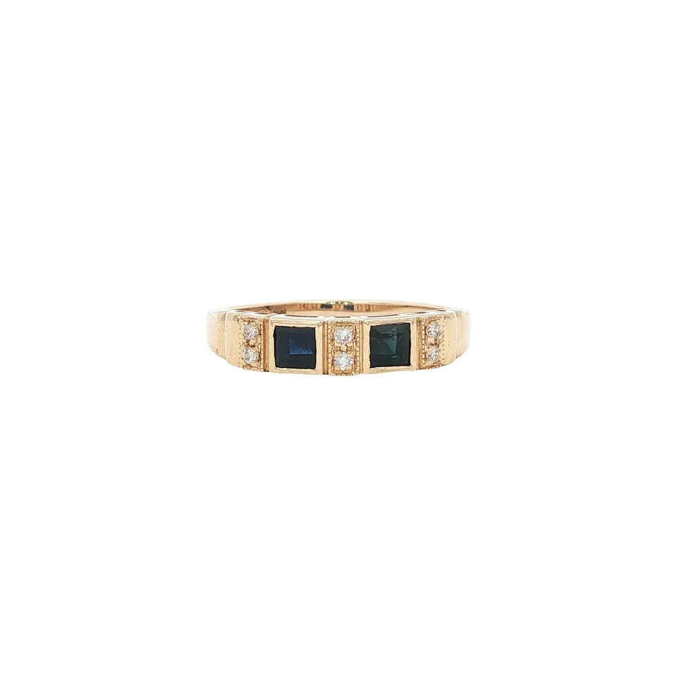 Vintage 14K Gold Ring with Sapphire and Diamond