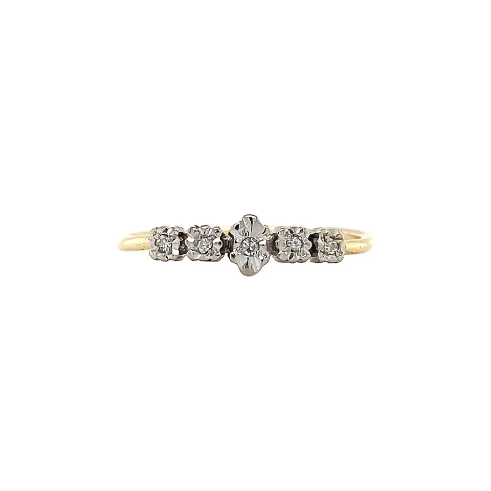 Vintage 14K Gold Half Eternity Ring with Diamond