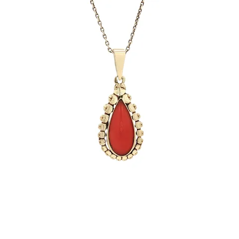 Vintage 14K Gold Pendant with Red Coral