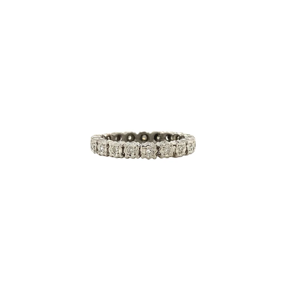 Vintage 14K White Gold Alliance Ring with Diamond