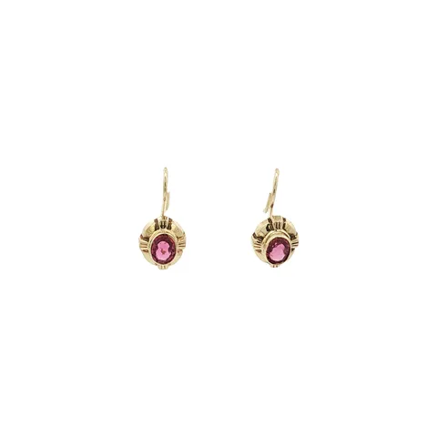 Vintage 14K Gold Drop Earrings with Colored Stone