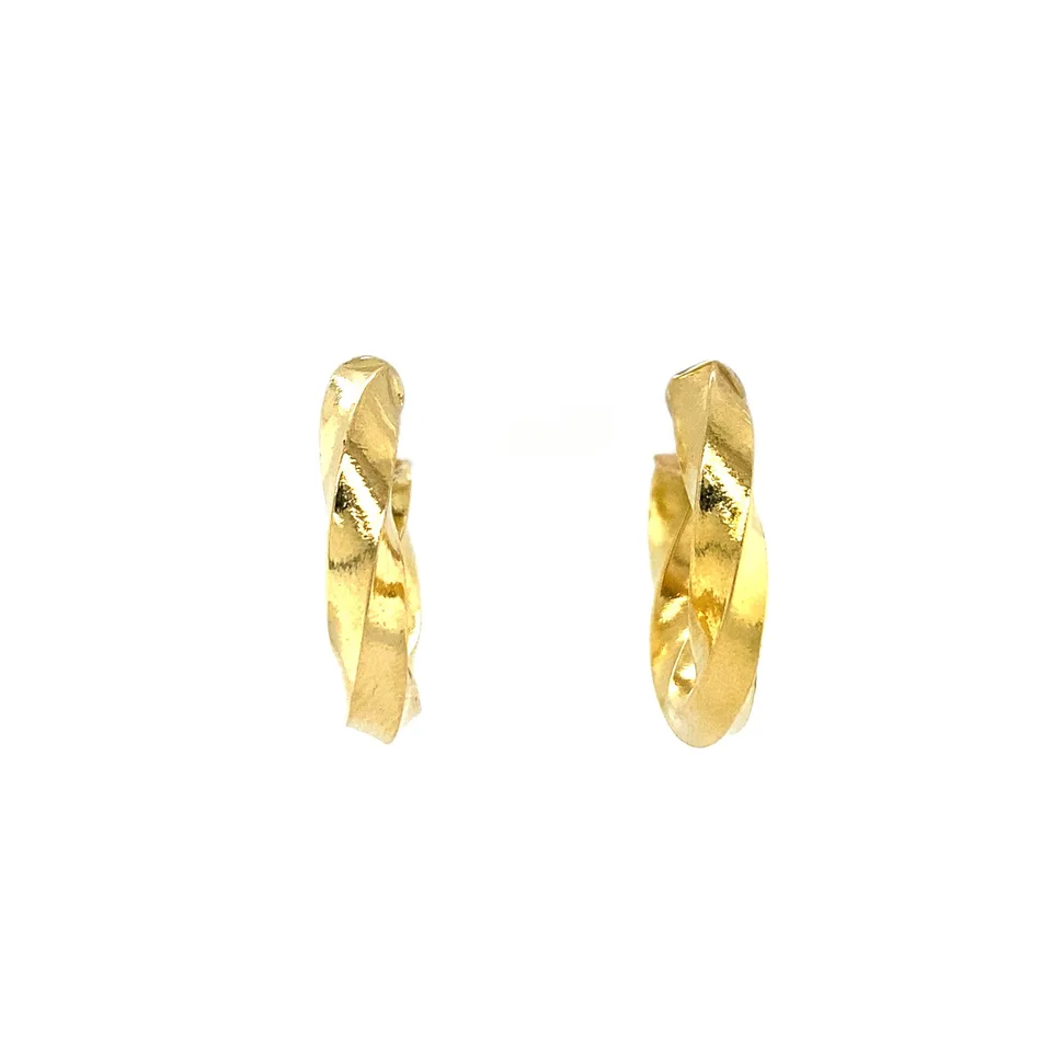 Vintage 18K Gold Roterende Hoop Earrings