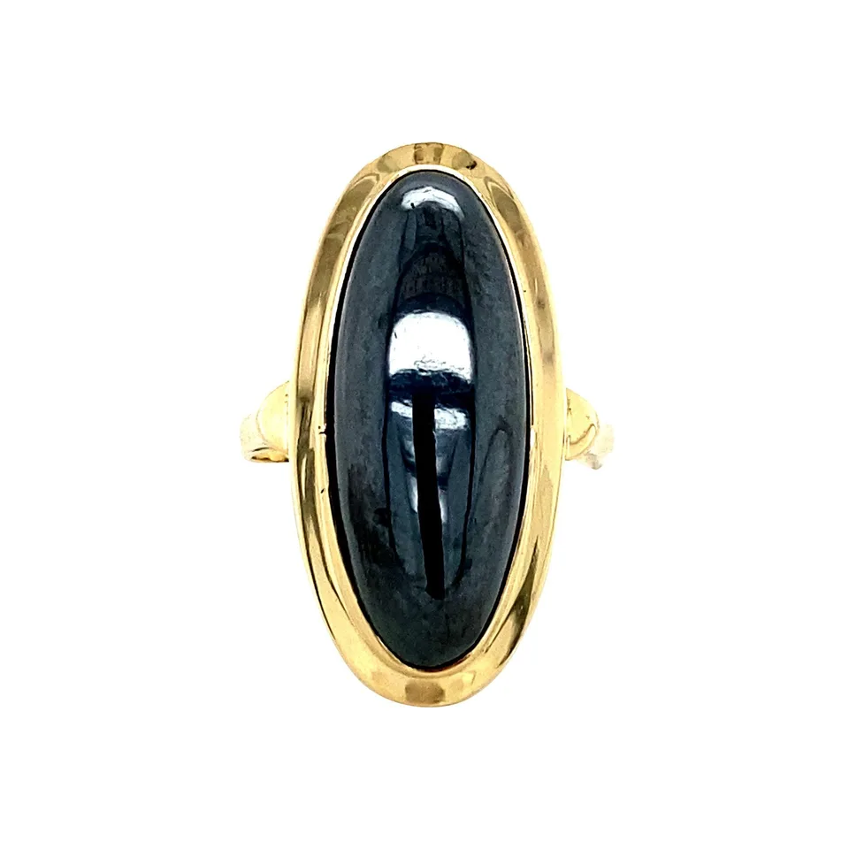 Vintage Gold Ring with Hematite 14k