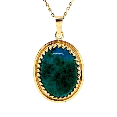 Vintage 14K Gold Pendant with Eilat Stone