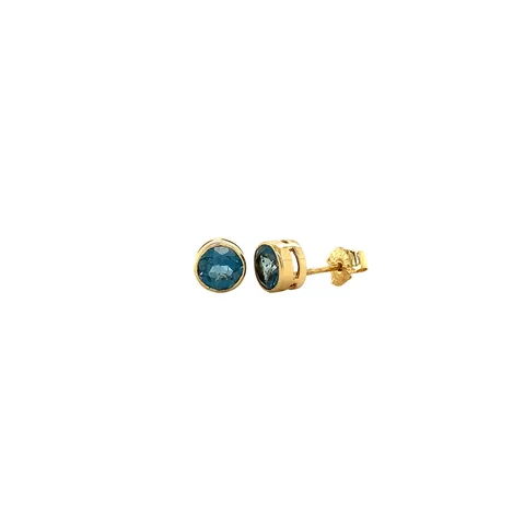 Vintage 14K Gold Stud Earrings with Topaz