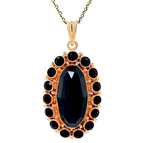 Vintage 14K Gold Cluster Pendant with Garnet