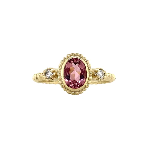 Vintage Pattie 14K Gold Ring, Pink Sakura