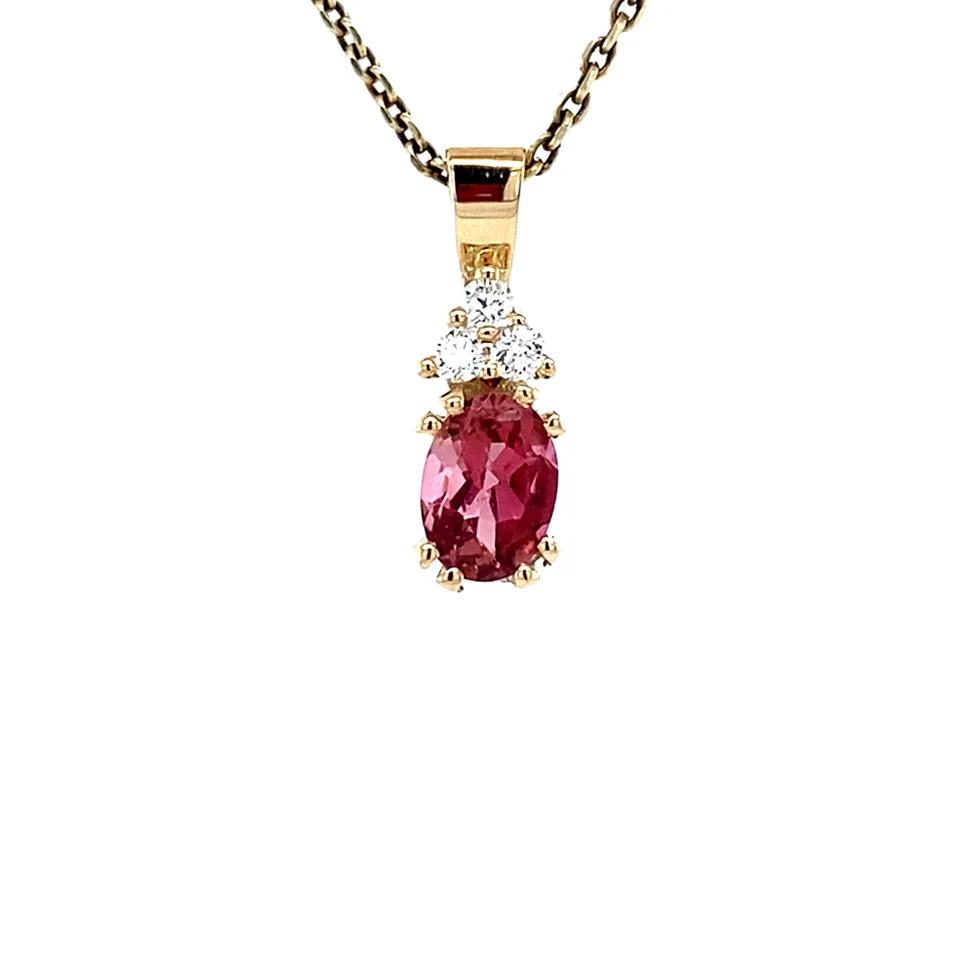 Vintage Audrey 14K Gold Pendant, Pink Sakura