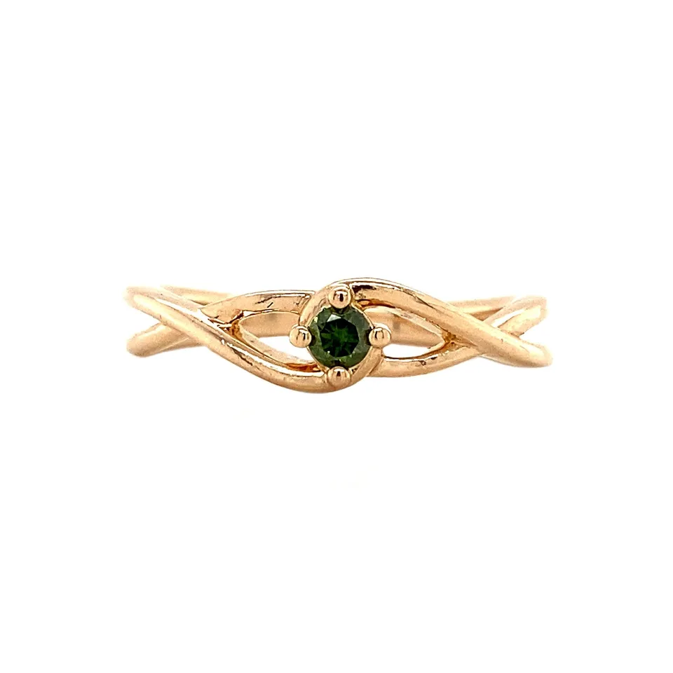 Vintage 14K Rose Gold Ring with Emerald