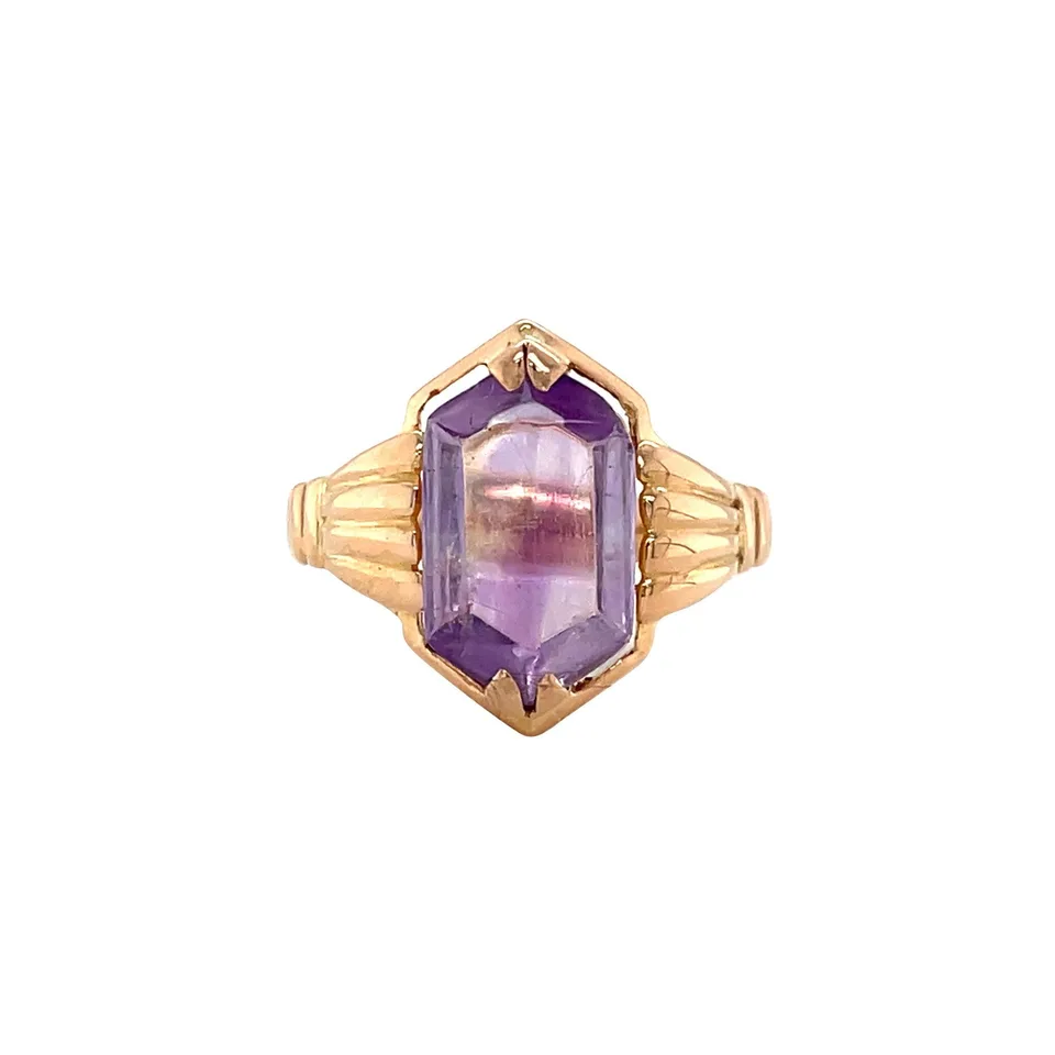 Vintage 14K Rose Gold Ring with Amethyst