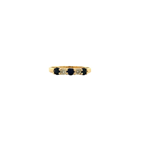 Vintage 14K Gold Ring with Diamond and Sapphire