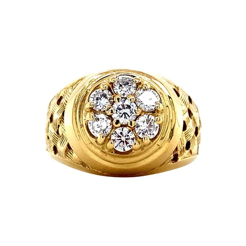 Vintage 14K Gold Cluster Ring with Diamond