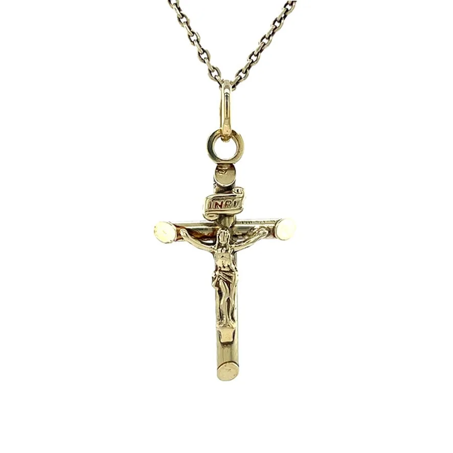 Vintage 14K Gold Cross Pendant with Jesus