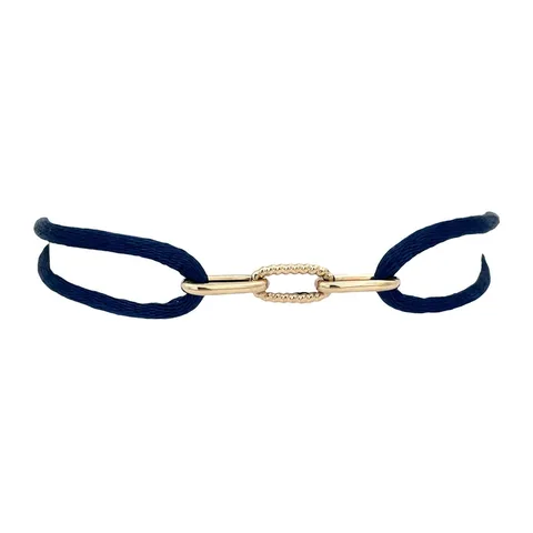 Vintage Satin Bracelet with 14K Gold Paperclip Link