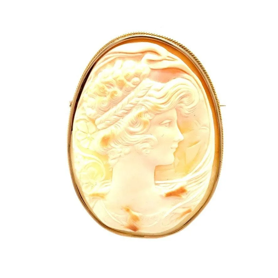 Vintage 14K Gold Brooch with Cameo