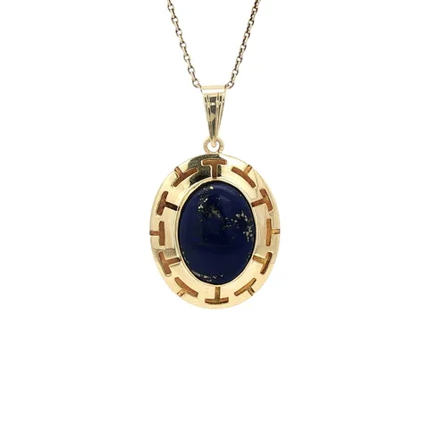 Vintage 14K Gold Pendant with Lapis Lazuli
