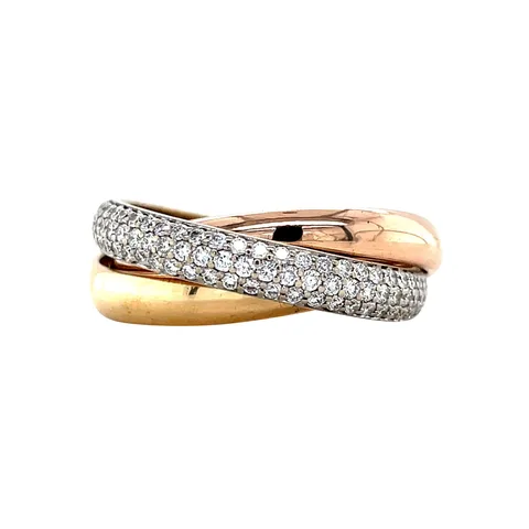 Vintage Cartier Trinity 18K Gold Ring with Diamond