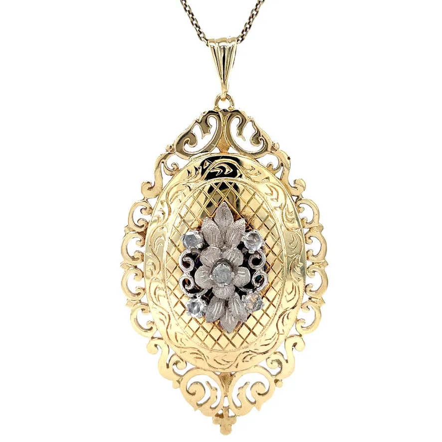 Vintage 14K Gold Pendant with Diamond