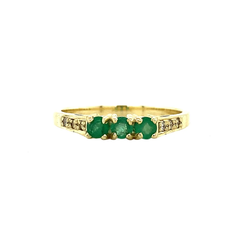 Vintage Katharine 14K Gold Ring, Emerald