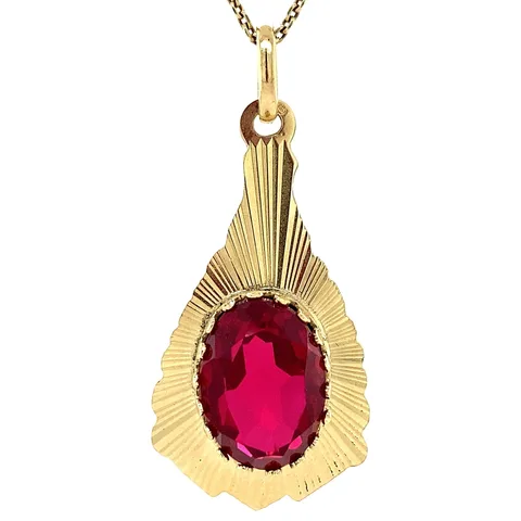 Vintage 14K Gold Pendant with Ruby