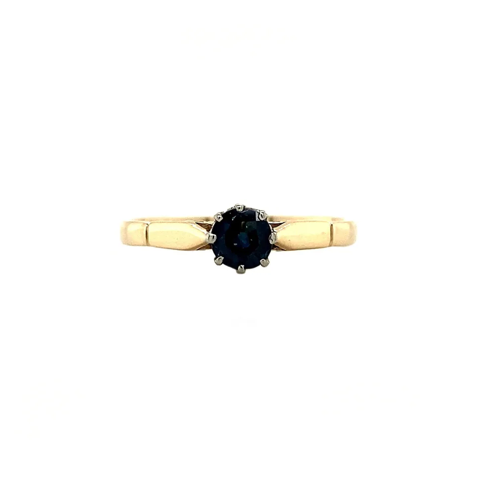 Vintage 14K Gold Solitaire Ring with Sapphire