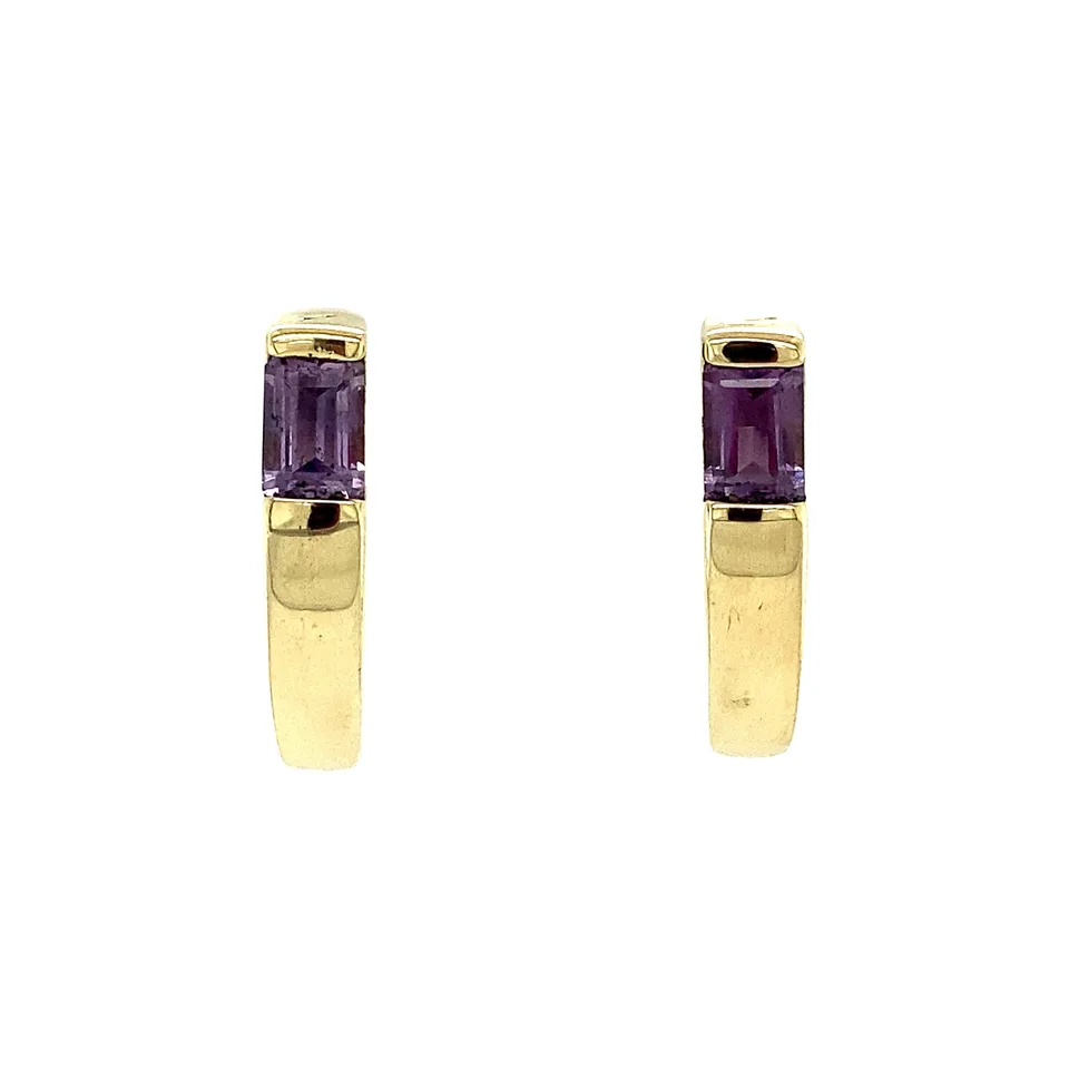 Vintage 14K Gold Drop Earrings with Amethyst