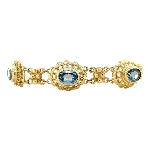 Vintage 14K Gold Bracelet with Blue Spinel