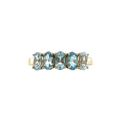 Vintage Josephine 14K Gold Ring, Aqua