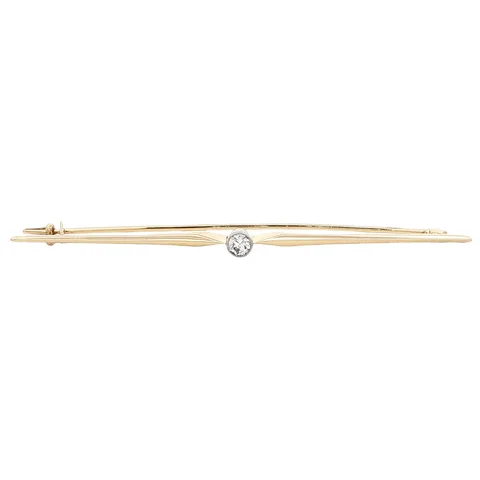 Vintage 14K Gold Brooch with Diamond