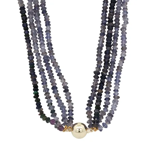 Vintage Iolite Necklace with 14K Gold Clasp