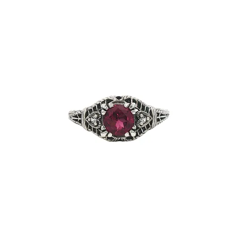Vintage Sterling Silver Ring with Rhodolite and Sapphire